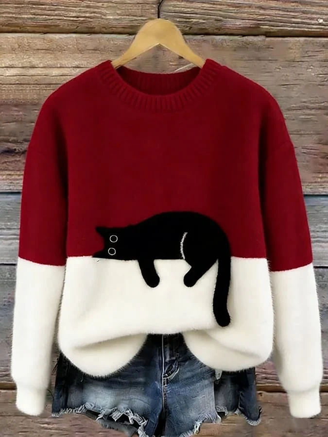 JUNA | DAMEN-SWEATSHIRT MIT KATZENMOTIV