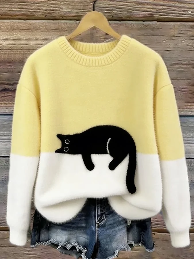 JUNA | DAMEN-SWEATSHIRT MIT KATZENMOTIV
