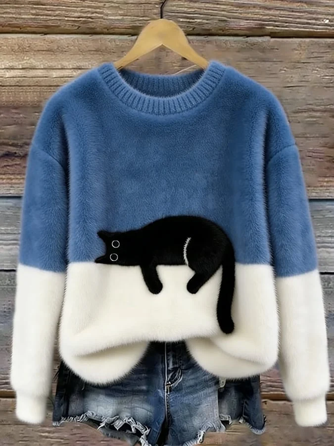 JUNA | DAMEN-SWEATSHIRT MIT KATZENMOTIV