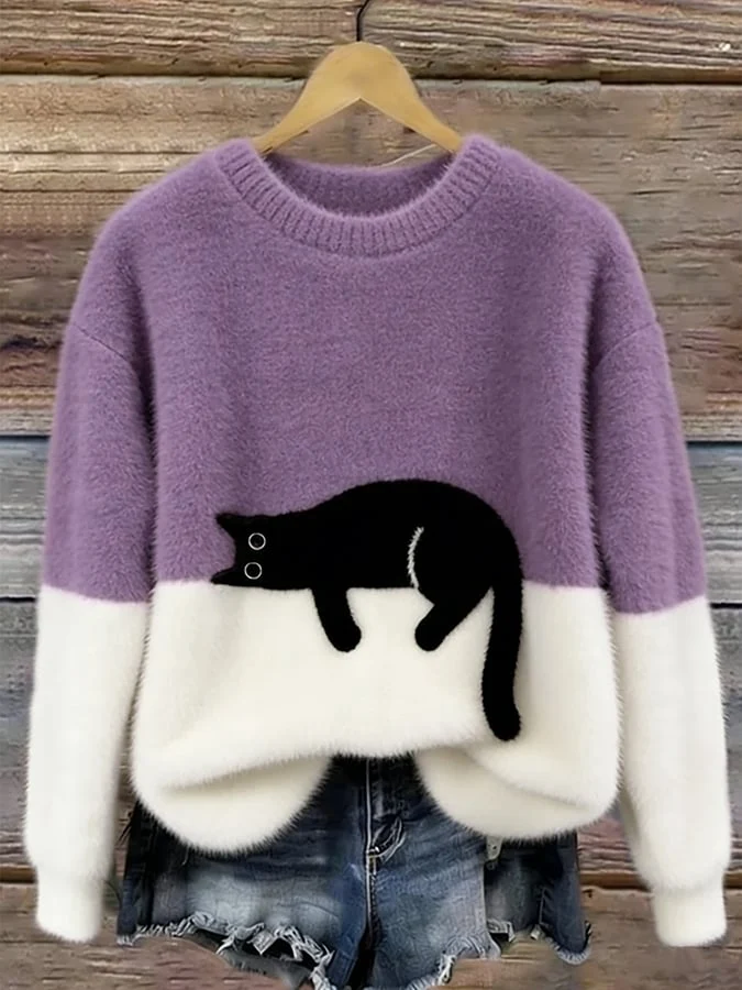 JUNA | DAMEN-SWEATSHIRT MIT KATZENMOTIV