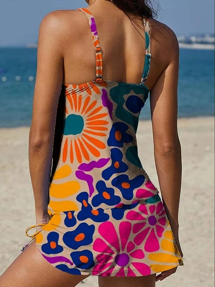 Fiesta | Grafischer Blumen-Tankini mit Shorts, flacher Bauch-Effekt