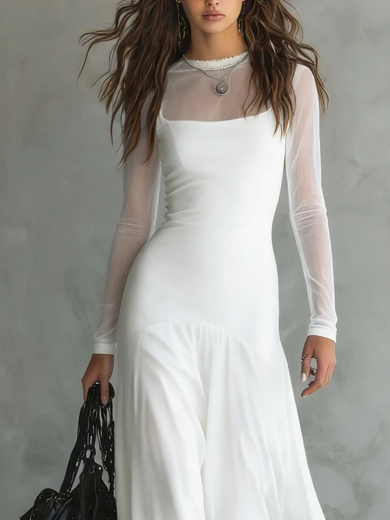 Eliza - Ätherisches Langarm-Maxikleid