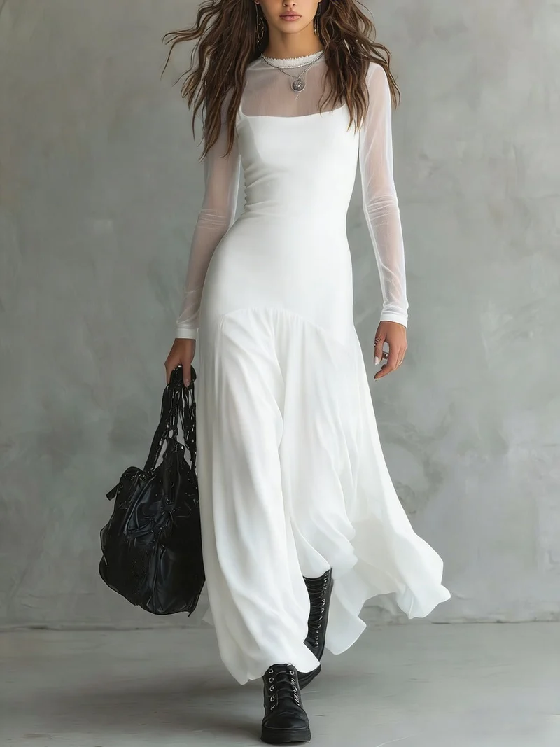 Eliza - Ätherisches Langarm-Maxikleid