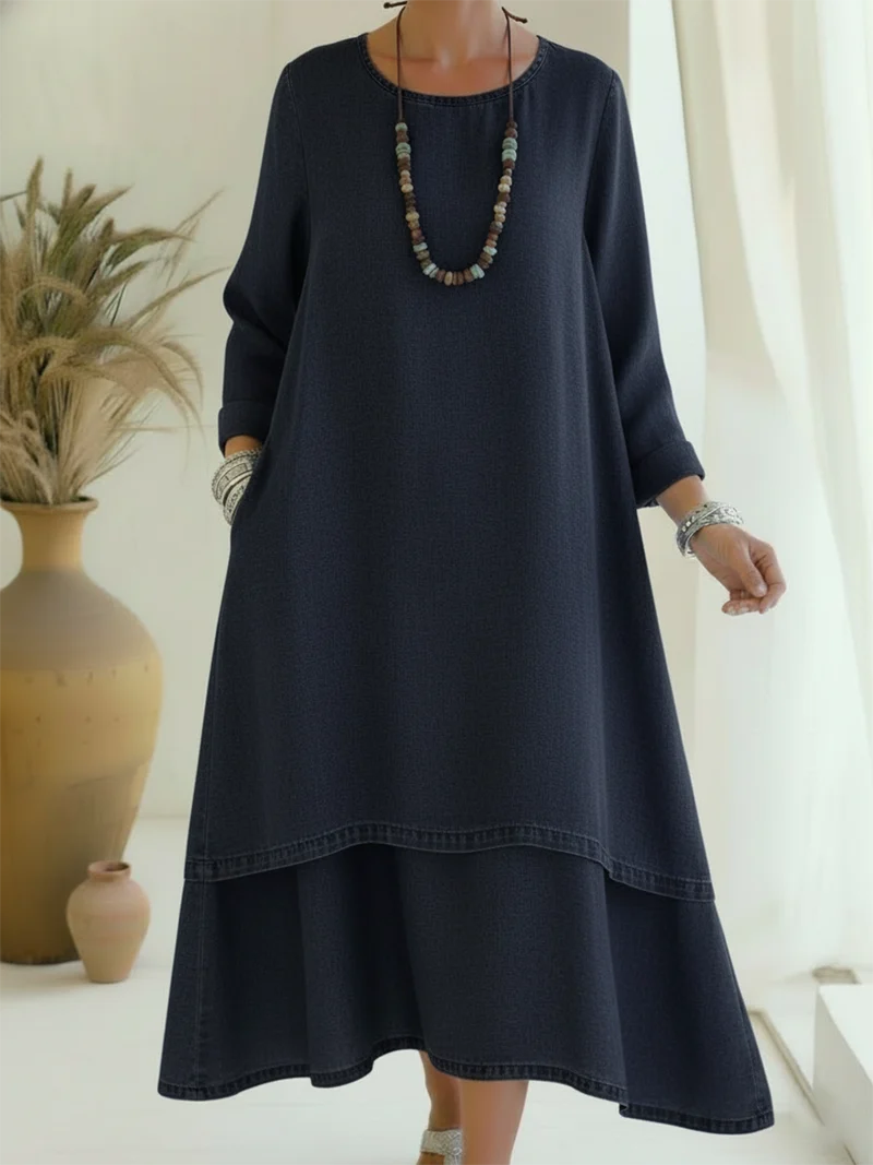 Sienna - langärmeliges Midi-Kleid mit weicher Haptik