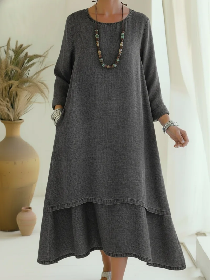 Sienna - langärmeliges Midi-Kleid mit weicher Haptik