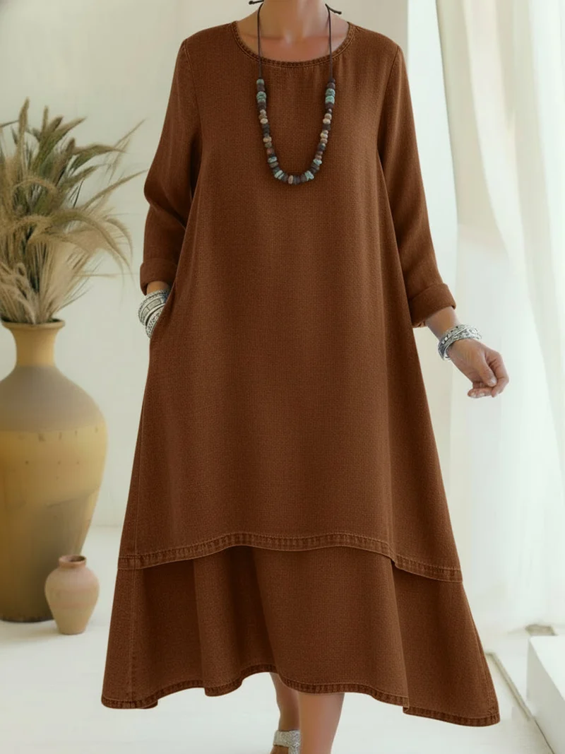 Sienna - langärmeliges Midi-Kleid mit weicher Haptik