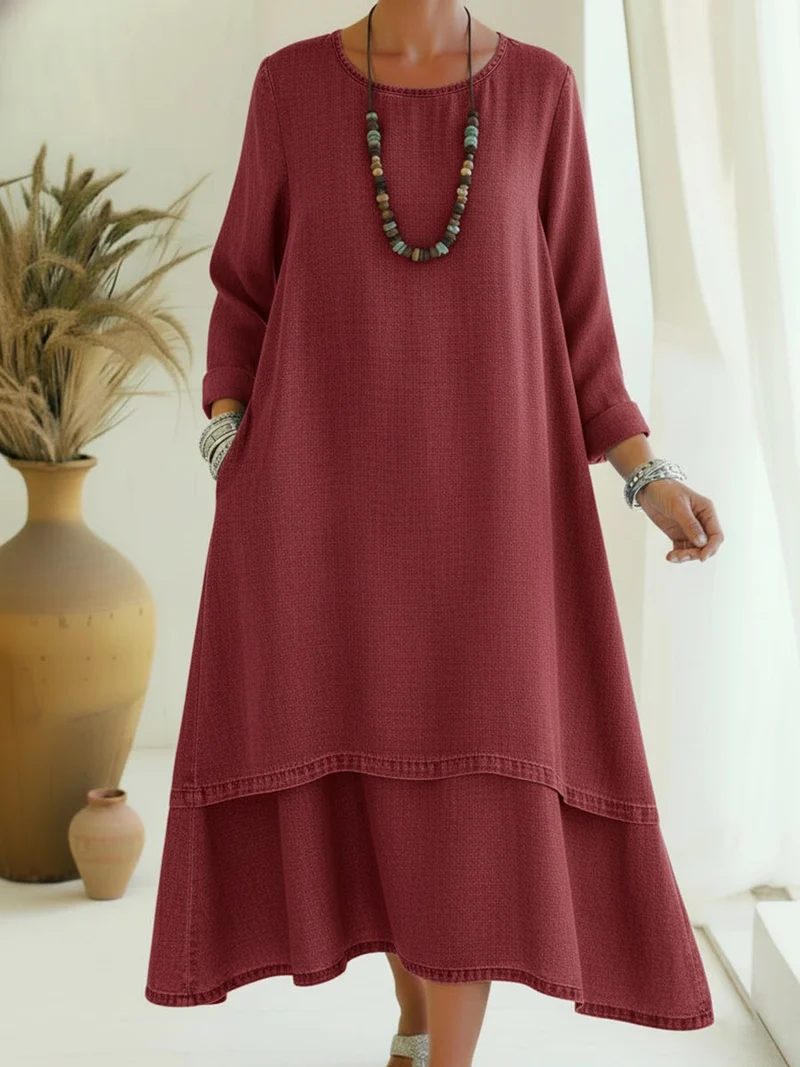 Sienna - langärmeliges Midi-Kleid mit weicher Haptik