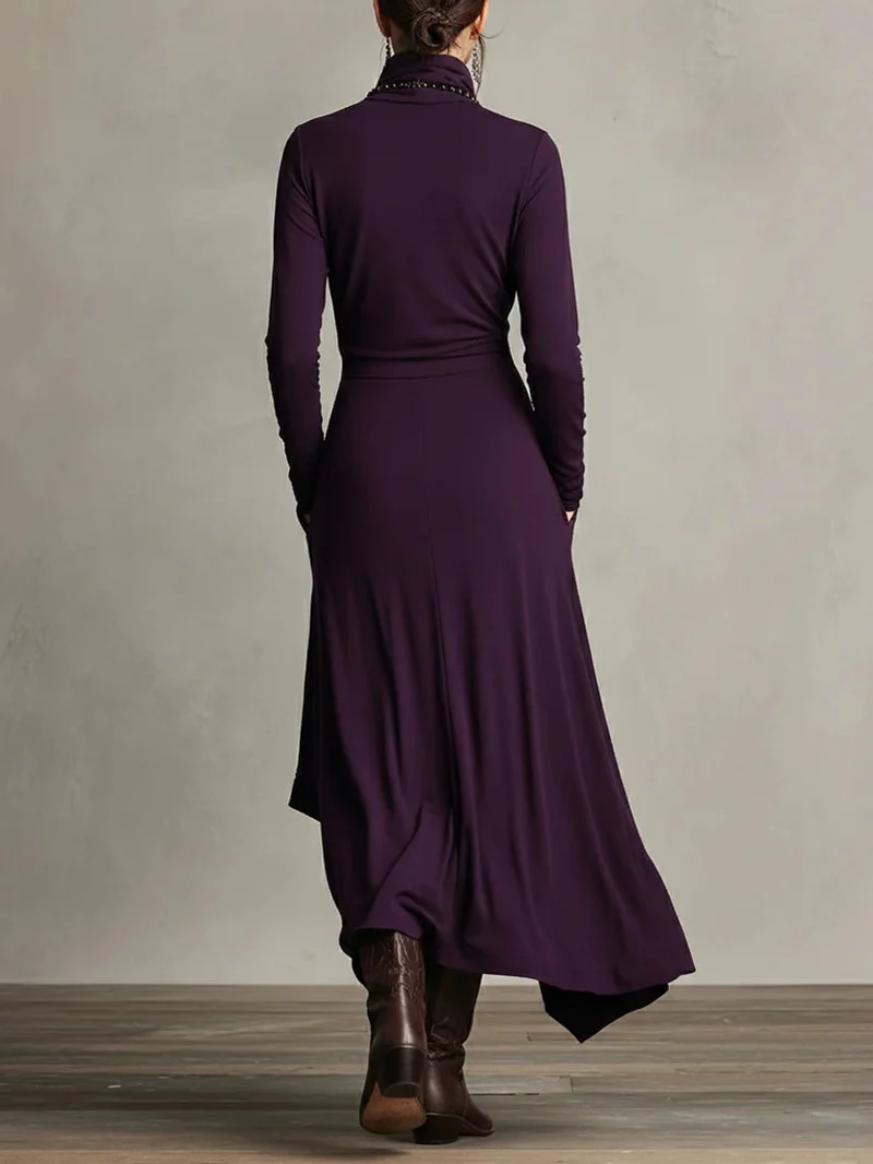 GIORGIA / PLISSIERTES MAXIKLEID IN VIOLETT