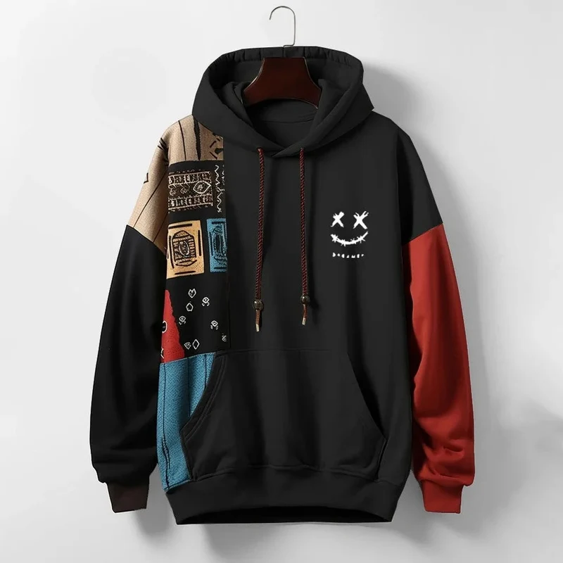 AXEL / URBANES PATCHWORK-SWEATSHIRT MIT KAPUZE