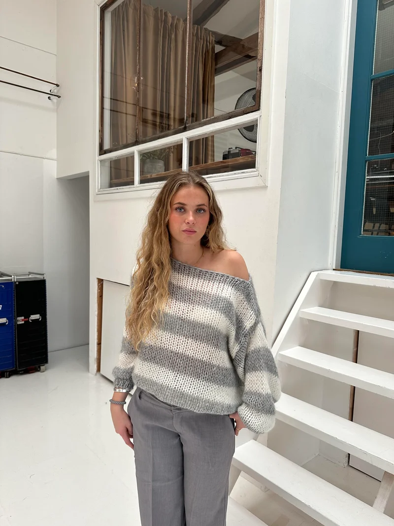 Jana | Damen-Strickpullover modern gestreift & lässig