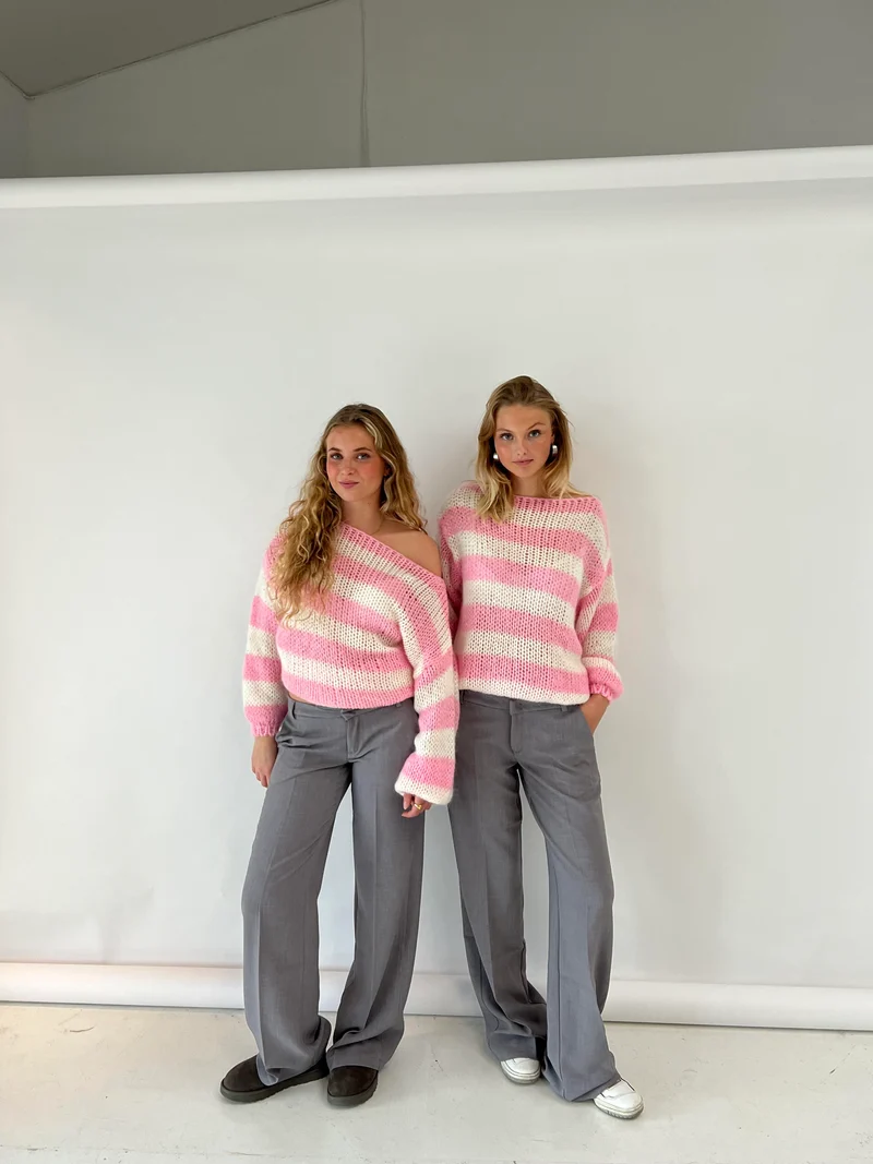 Jana | Damen-Strickpullover modern gestreift & lässig