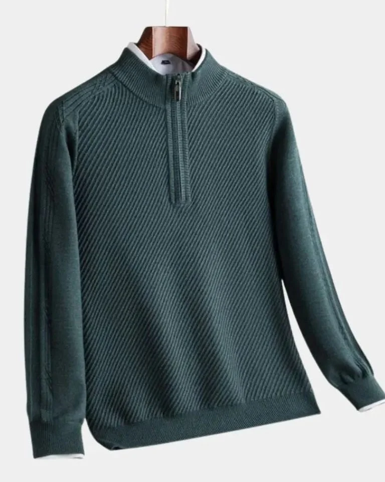 VILHELM™ | BASIC-PULLOVER MIT HALBEM REIẞVERSCHLUSS