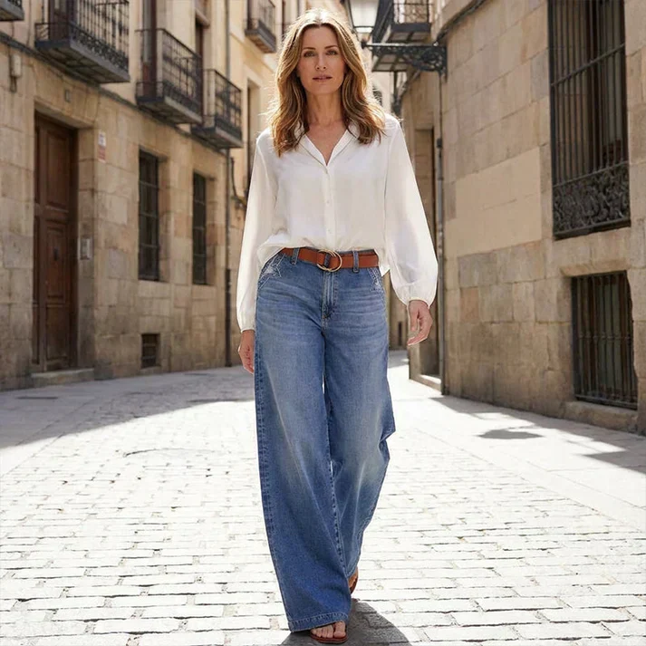 PAULA – JEANS MIT HOHER TAILLE UND WEITEM BEIN