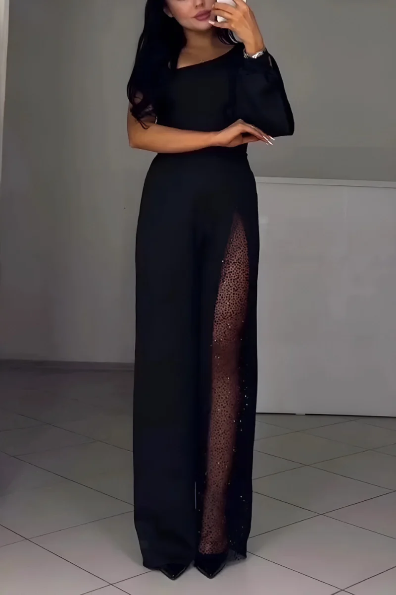 INES™ | MODERNER JUMPSUIT MIT WEITEM BEIN