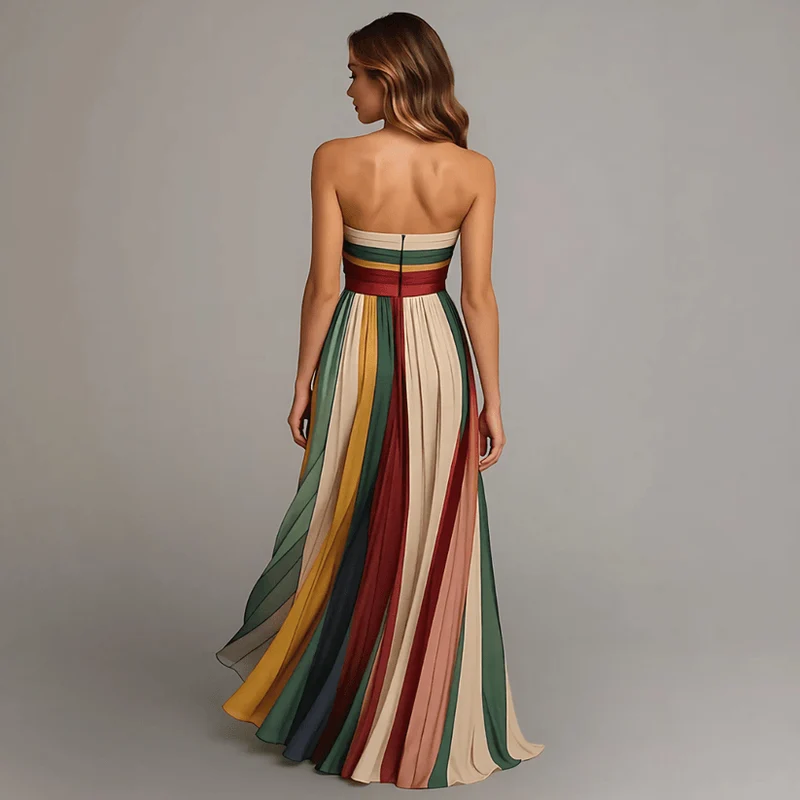 Langes Buntes Kleid ohne Ärmel