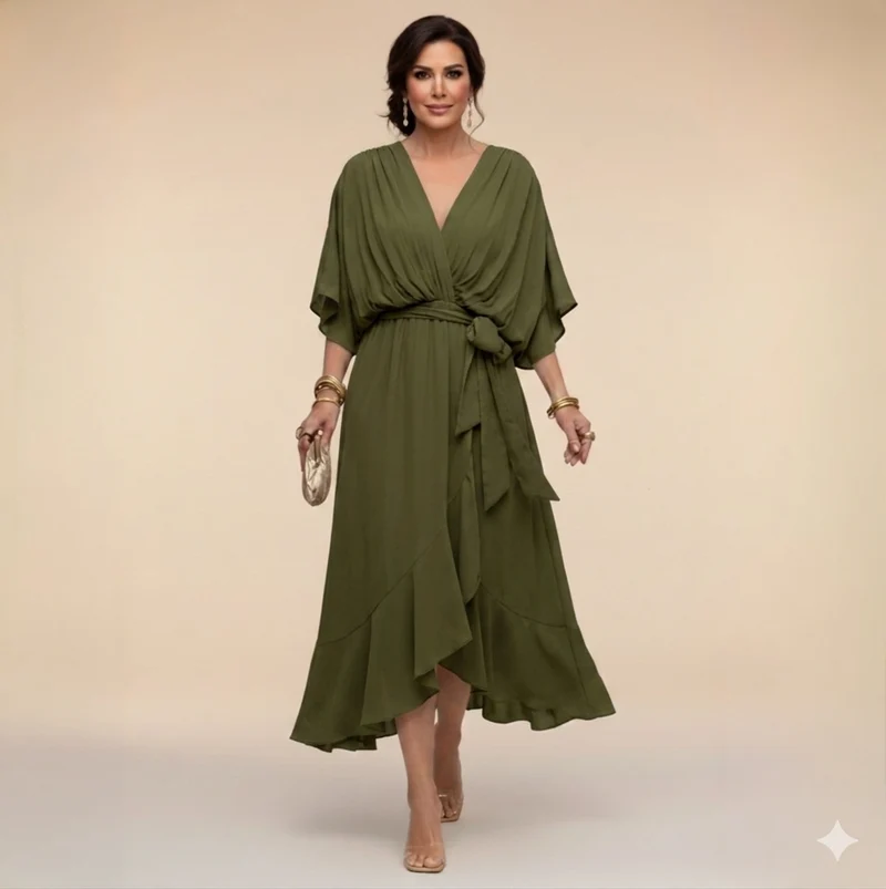 MARTA™ | CHIFFONKLEID MIT V-AUSSCHNITT