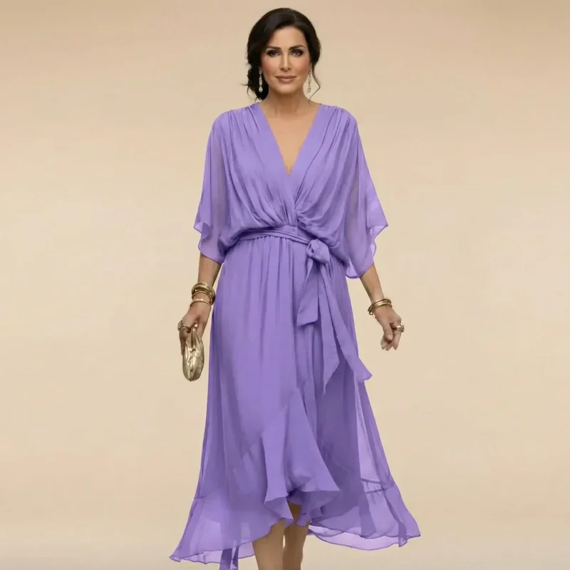 MARTA™ | CHIFFONKLEID MIT V-AUSSCHNITT