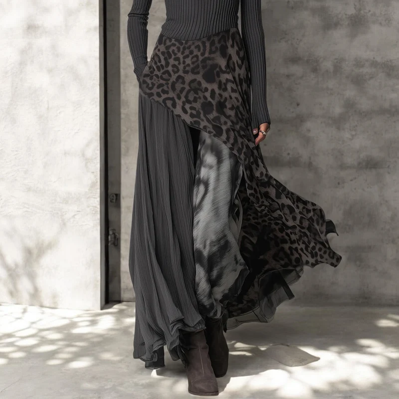 NKEM™ | Langes Kleid mit Leopardenmuster