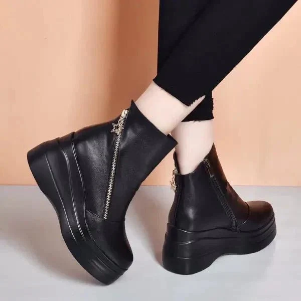 Yesse® – Lederstiefeletten mit Plateau⏐Premium-Edition