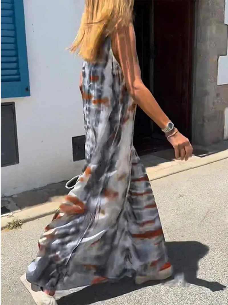 Tie-Dye V-Ausschnitt Maxi Cami Kleid