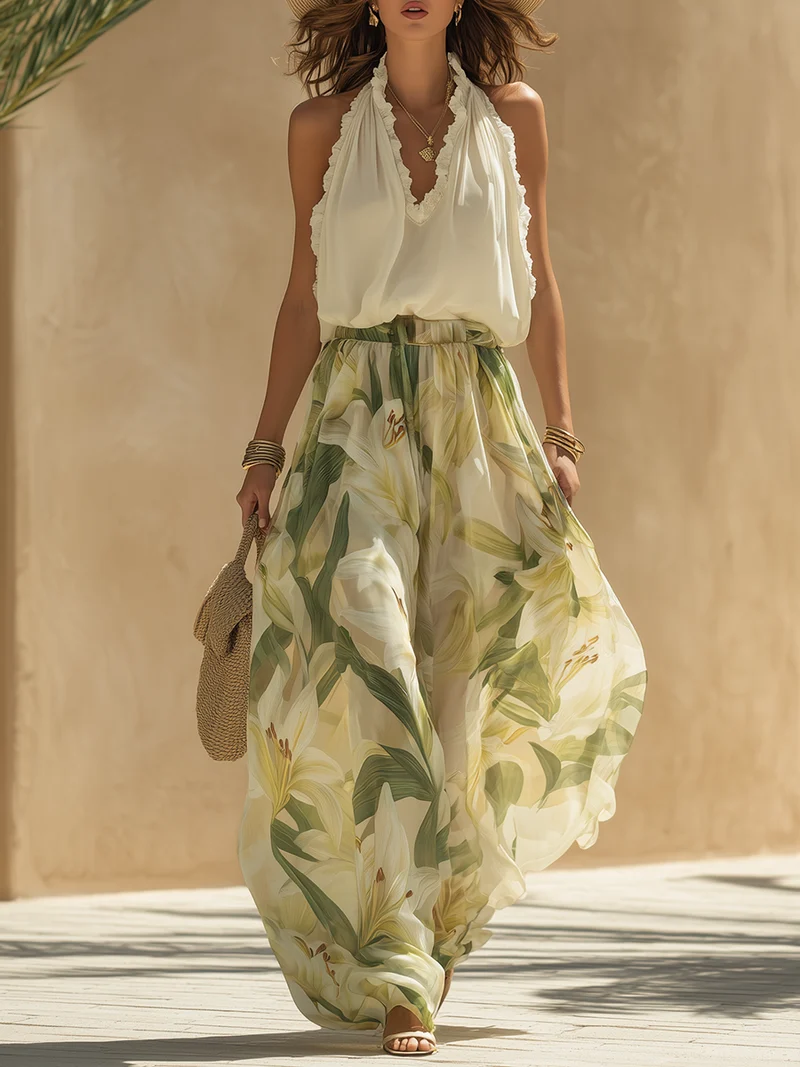 Lysandra | Fluide Druck Ensemble Elegantes Lilie