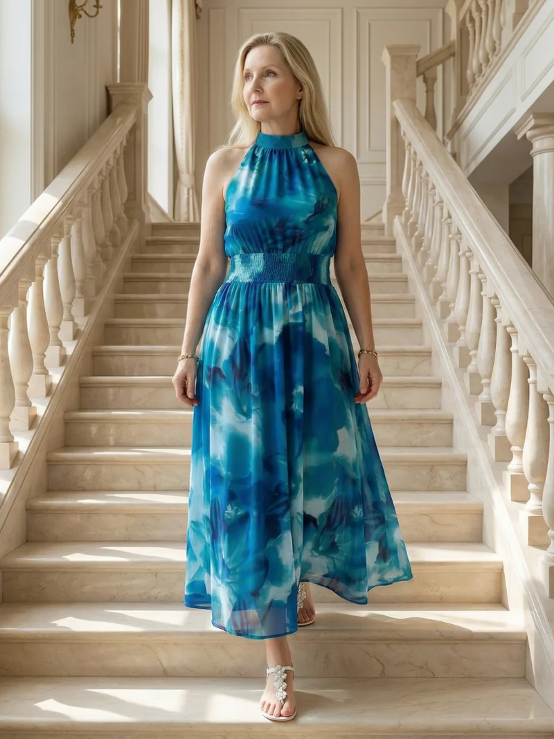 Sylin | Gathered Halter Midi Kleid