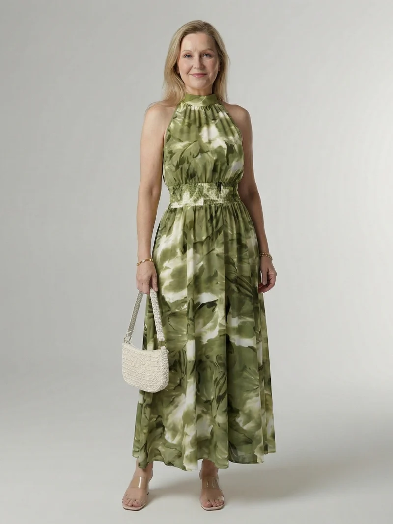 Sylin | Gathered Halter Midi Kleid