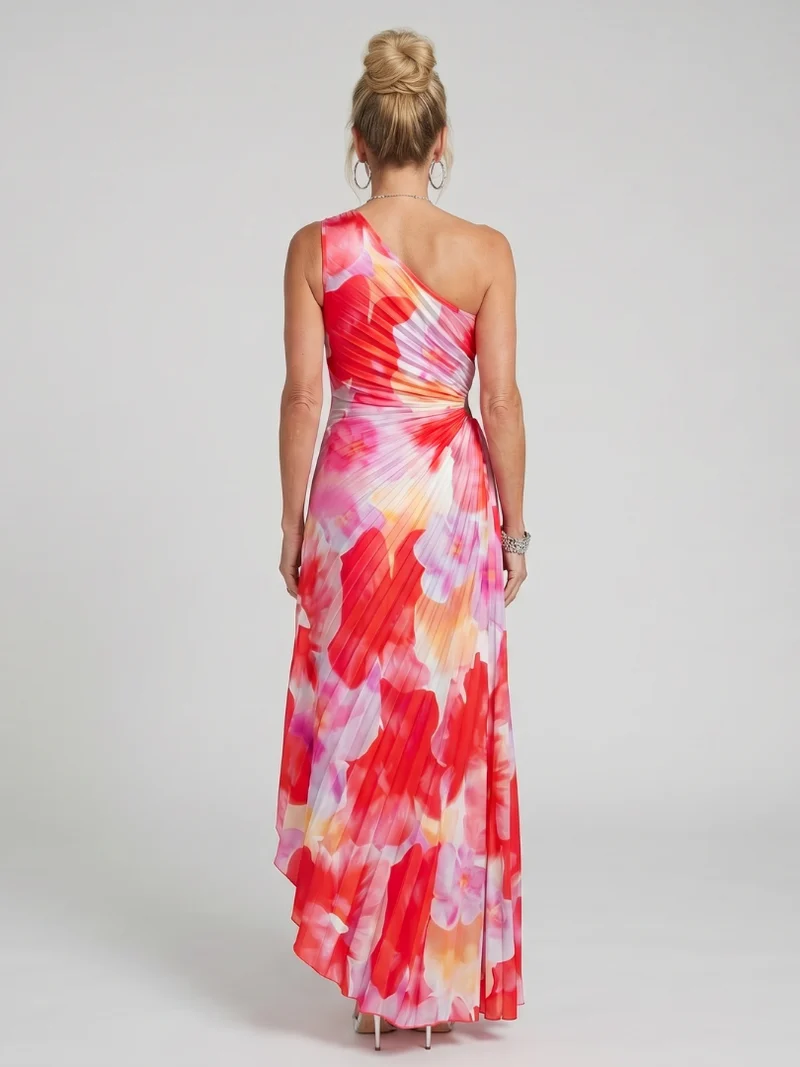 Taya | Ein Schulter Plissiertes Midi Kleid