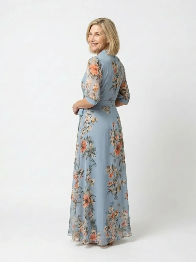 Elowen | Florales Wickel-V-Ausschnitt Maxikleid