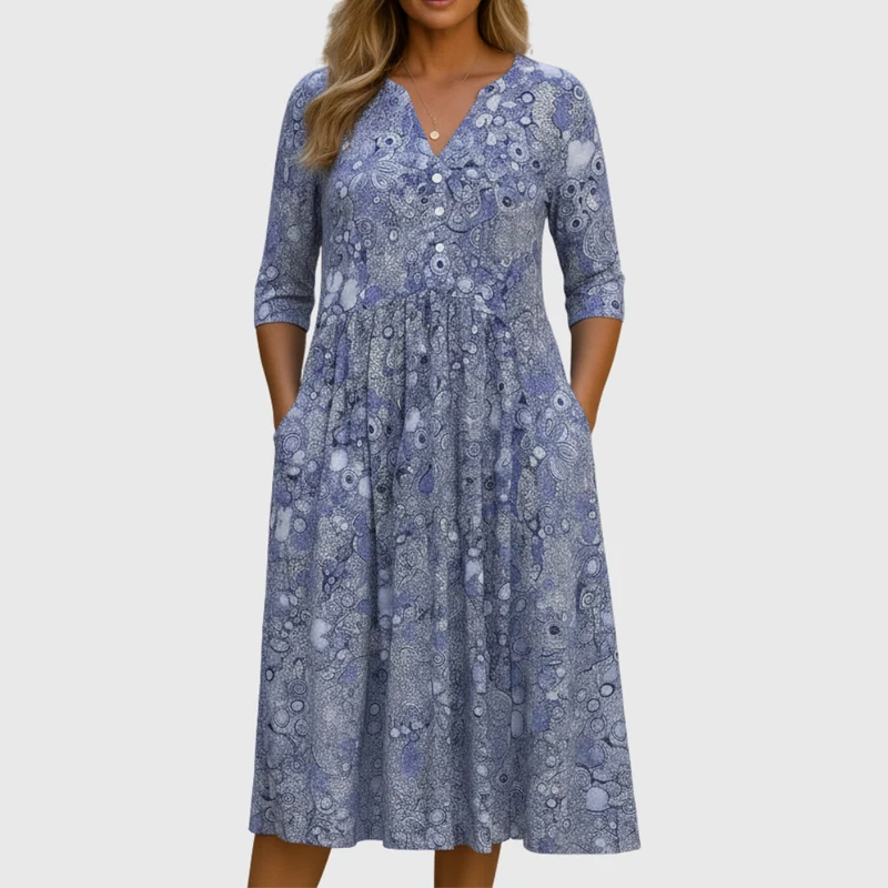 Harlow | Anmutiges V-Ausschnitt Eleganz Midi Kleid