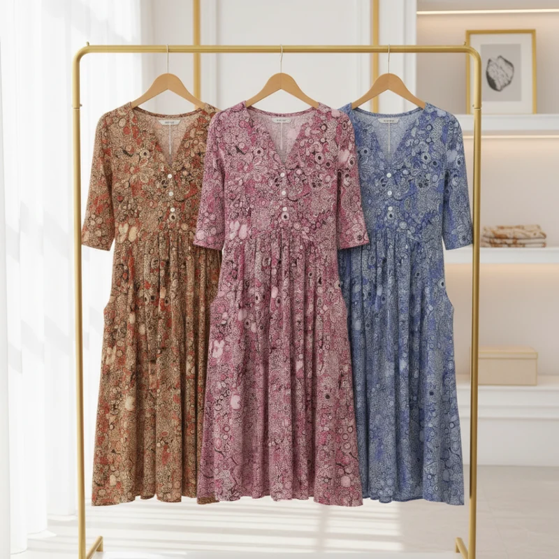 Harlow | Anmutiges V-Ausschnitt Eleganz Midi Kleid