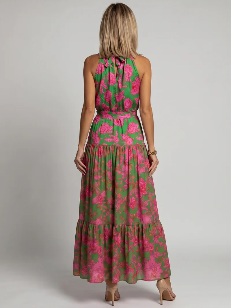 Rowen | Drapiertes Halter-Midi-Kleid