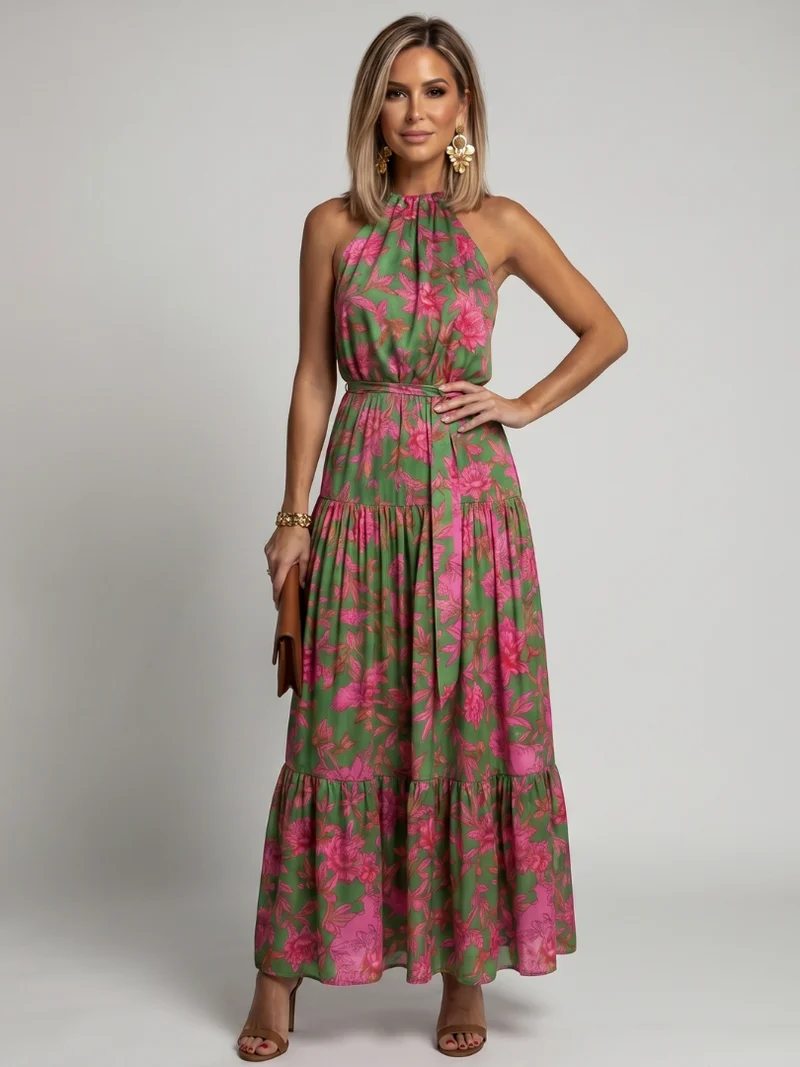 Rowen | Drapiertes Halter-Midi-Kleid