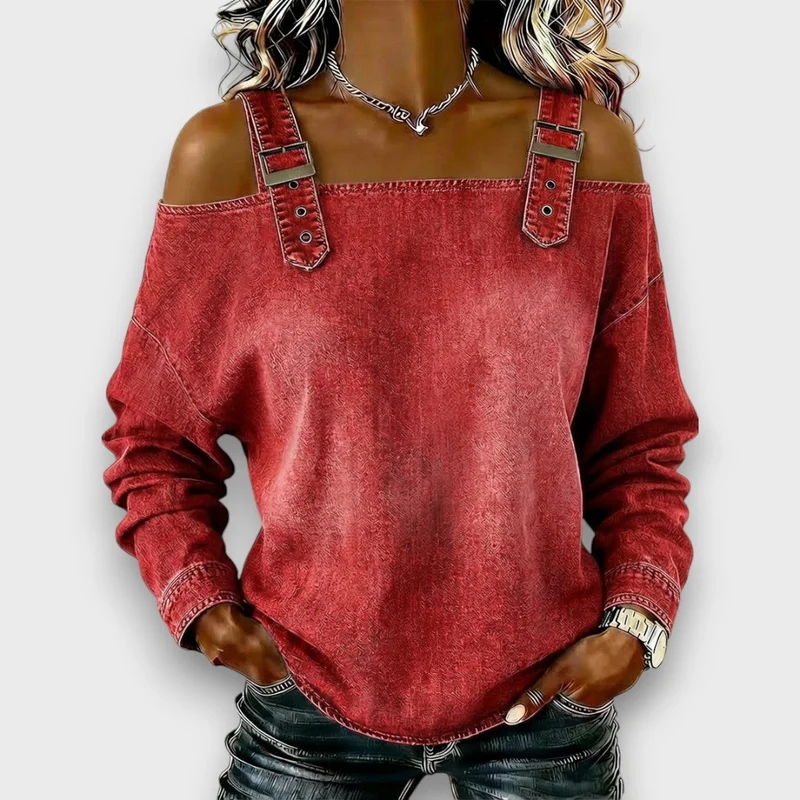 Elama | Off-Shoulder Denim Top