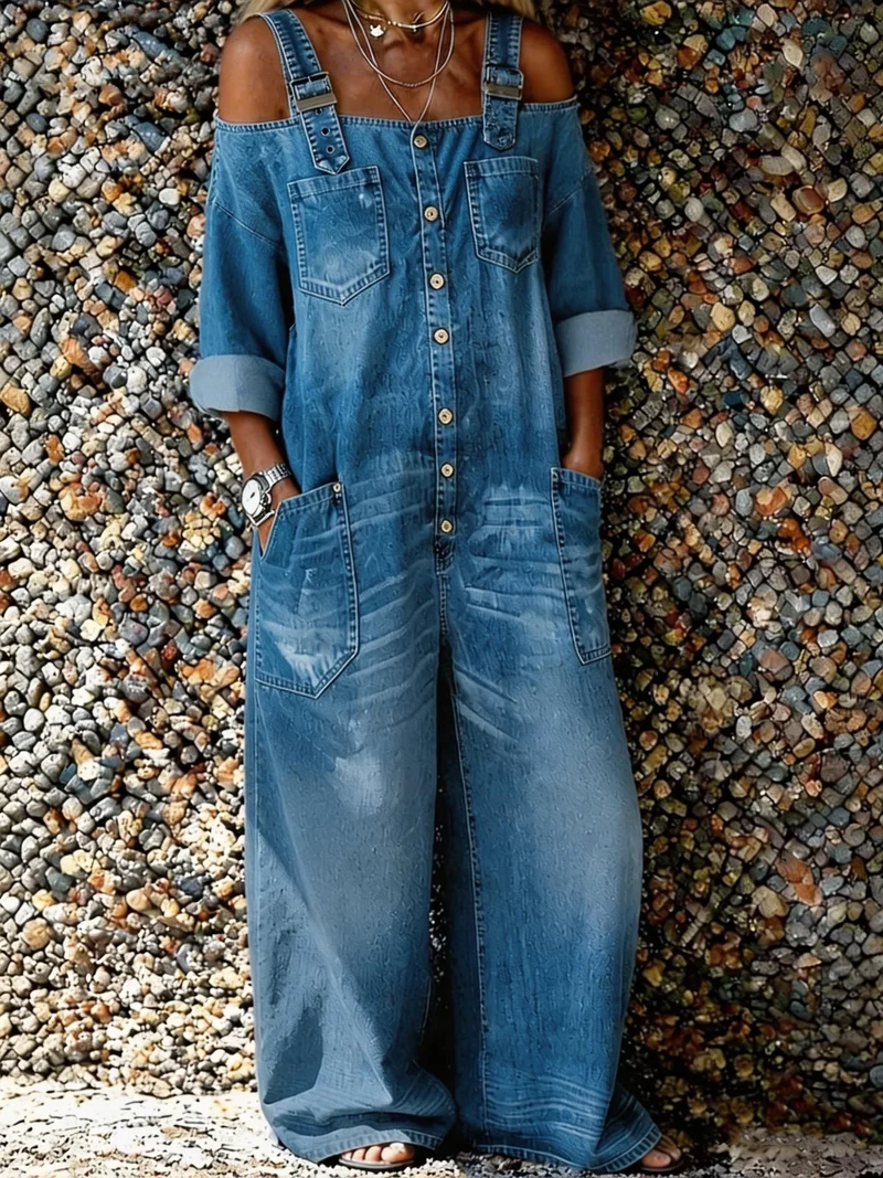 Bo | Denim Overall Jumpsuit mit Schulterriemen