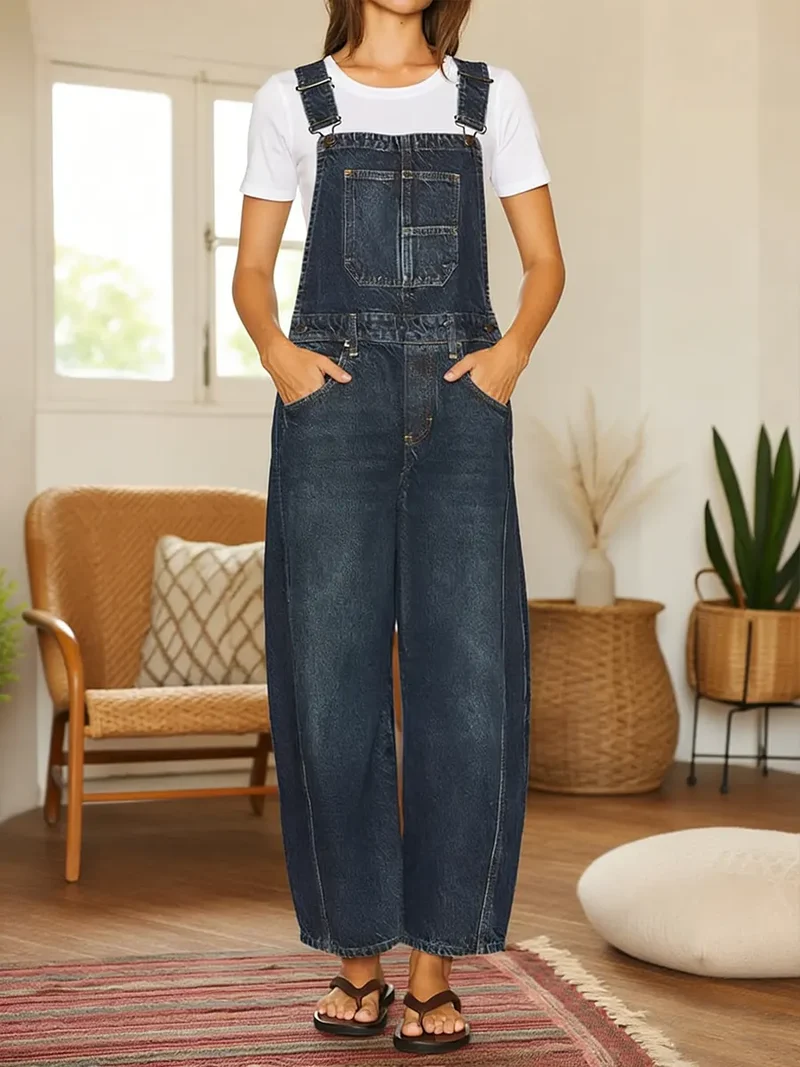 Nora | Denim Latzhose Jumpsuit mit Taschen