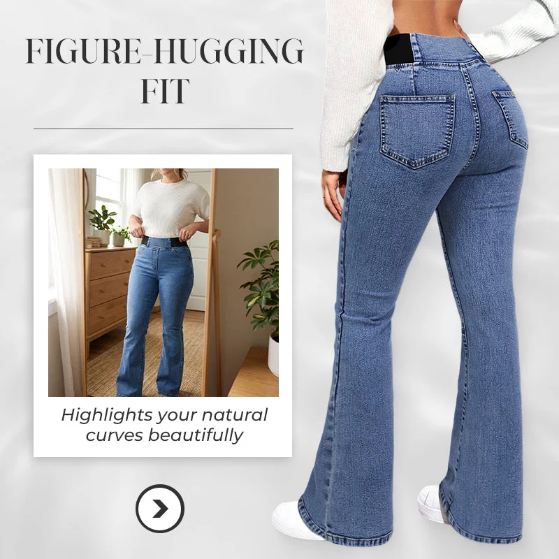 Damenjeans mit hohem Bund und dehnbaren Beinen