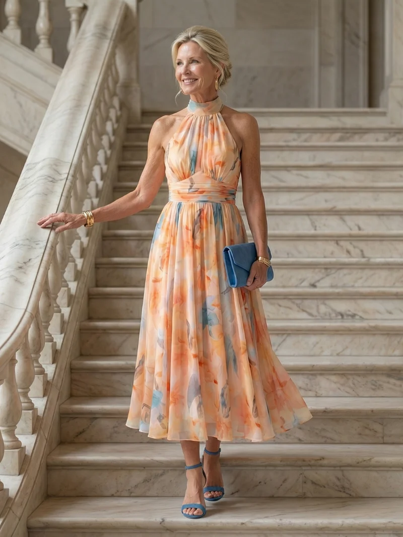 Elin | Weiches Halter Midi-Kleid
