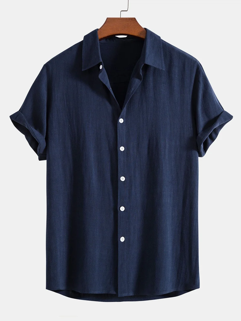 Button-Up Hemd und gerade geschnittene Hose aus Leinen-Rayon-Mischung