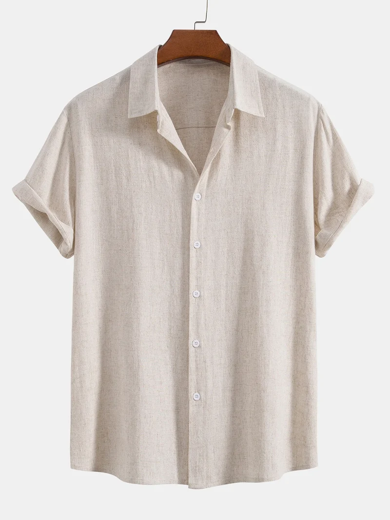 Button-Up Hemd und gerade geschnittene Hose aus Leinen-Rayon-Mischung