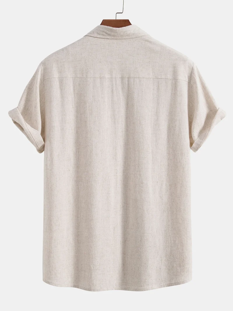 Button-Up Hemd und gerade geschnittene Hose aus Leinen-Rayon-Mischung