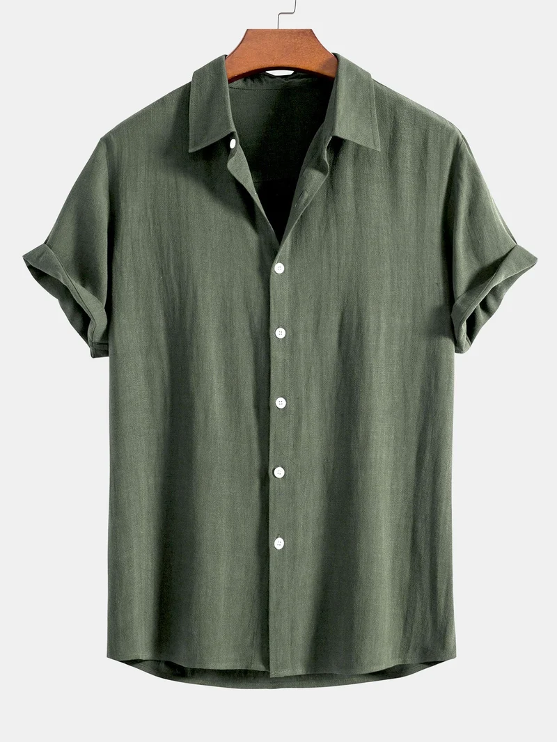 Button-Up Hemd und gerade geschnittene Hose aus Leinen-Rayon-Mischung