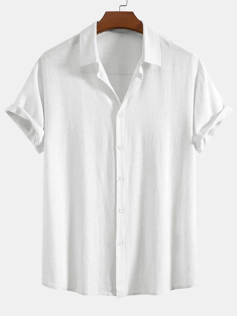 Button-Up Hemd und gerade geschnittene Hose aus Leinen-Rayon-Mischung