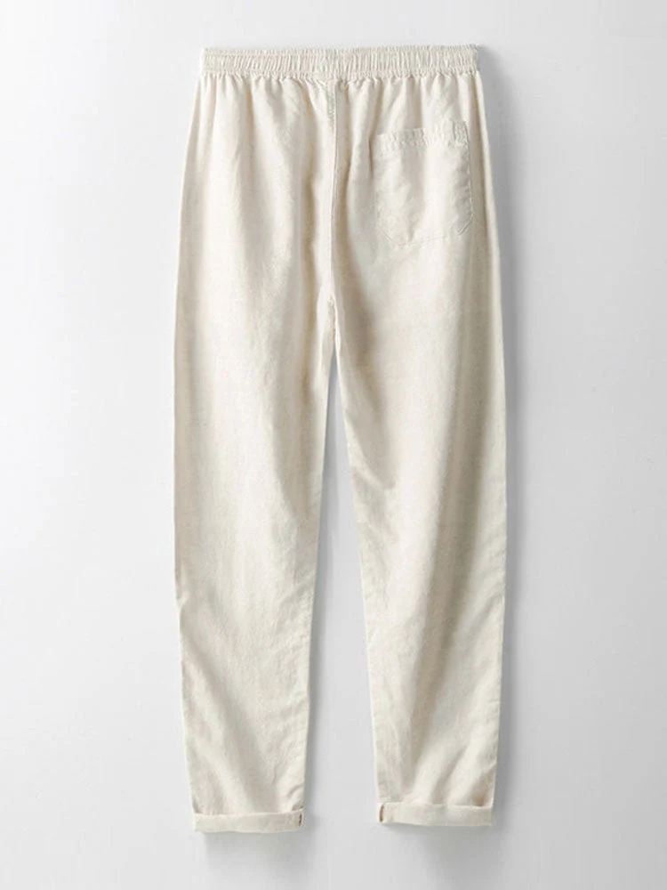 Button-Up Hemd und gerade geschnittene Hose aus Leinen-Rayon-Mischung