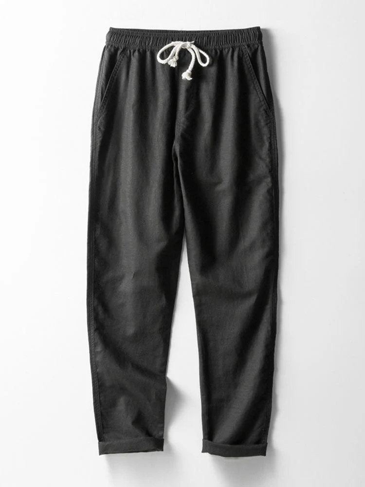Button-Up Hemd und gerade geschnittene Hose aus Leinen-Rayon-Mischung