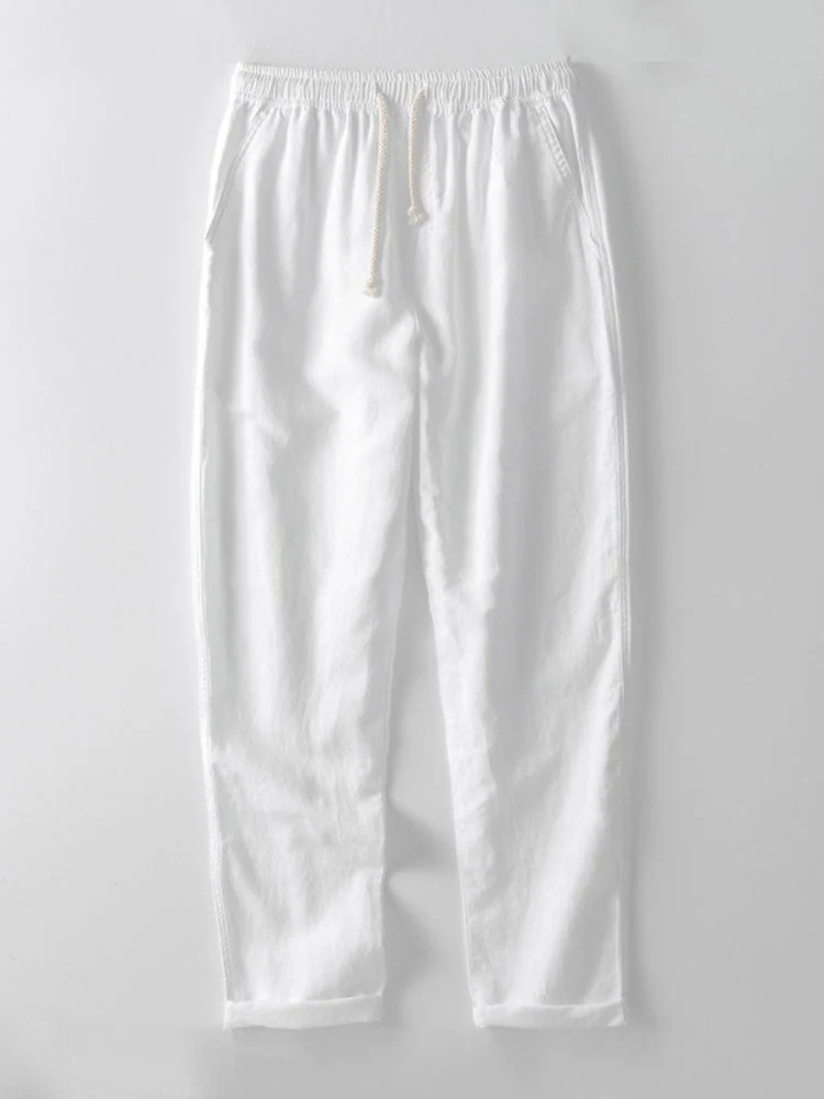 Button-Up Hemd und gerade geschnittene Hose aus Leinen-Rayon-Mischung