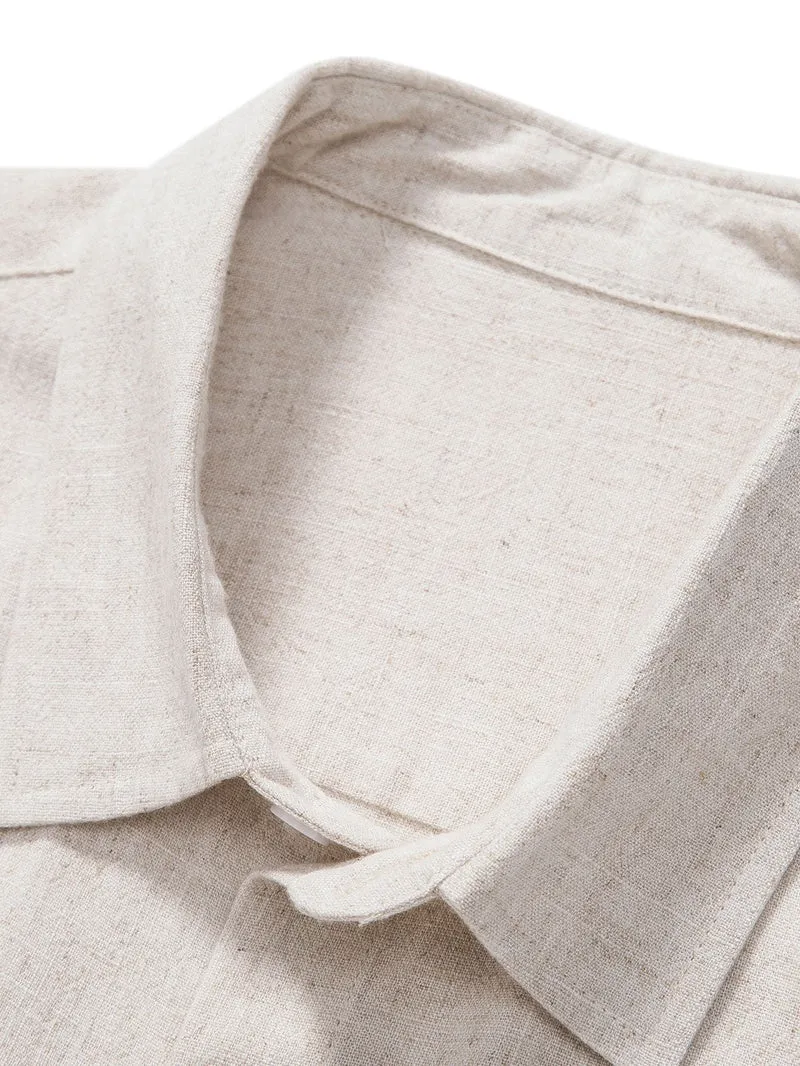 Button-Up Hemd und gerade geschnittene Hose aus Leinen-Rayon-Mischung