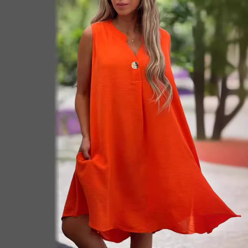 Elsie - Ärmelloses V-Ausschnitt Kleid