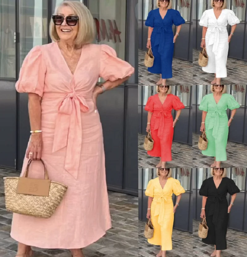 Natasha - Elegantes V-Ausschnitt Kleid