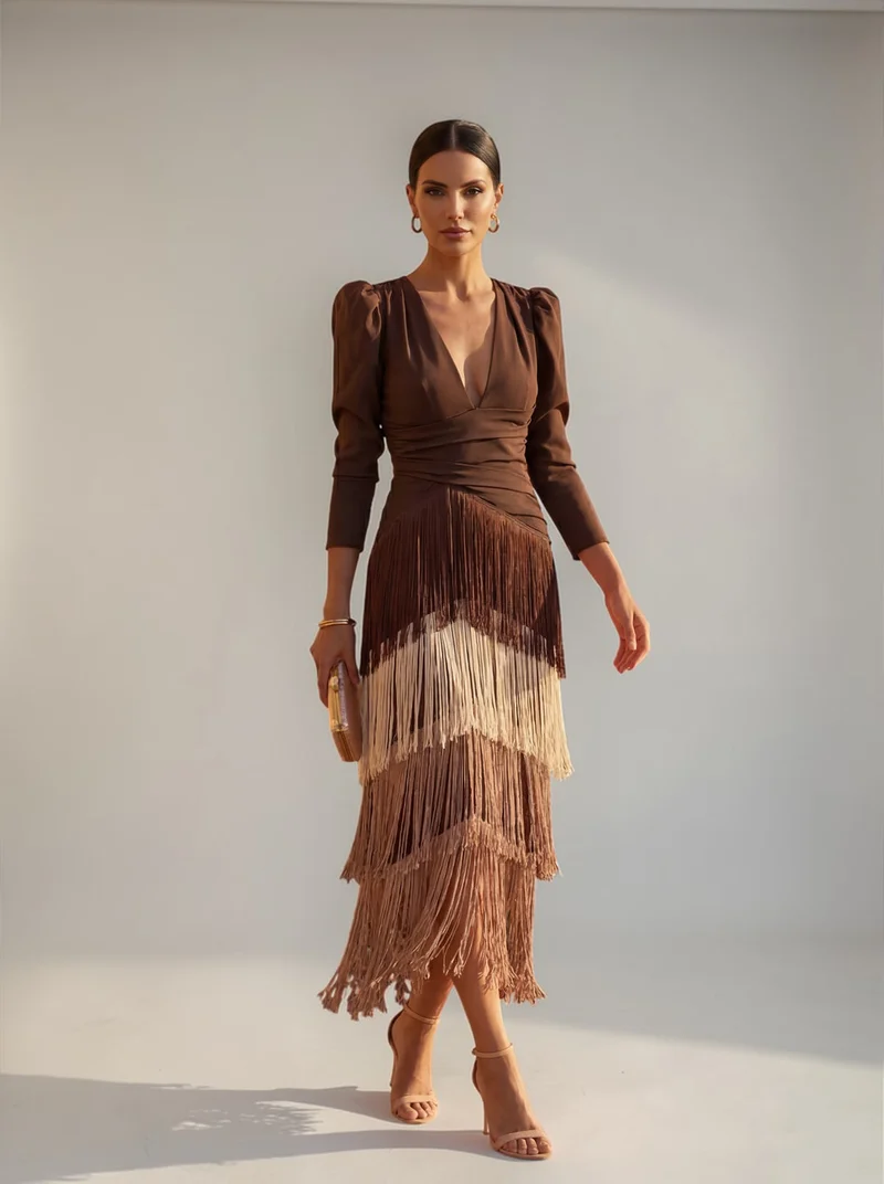 Rylanya – Elegantes Kleid Mit Fransen